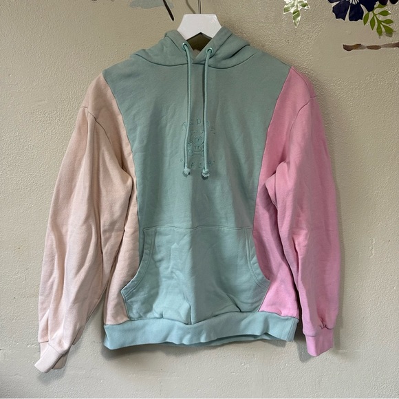 Teddy Fresh Pastel  Colorblock Hoodie Sweater Size Small - Picture 1 of 7